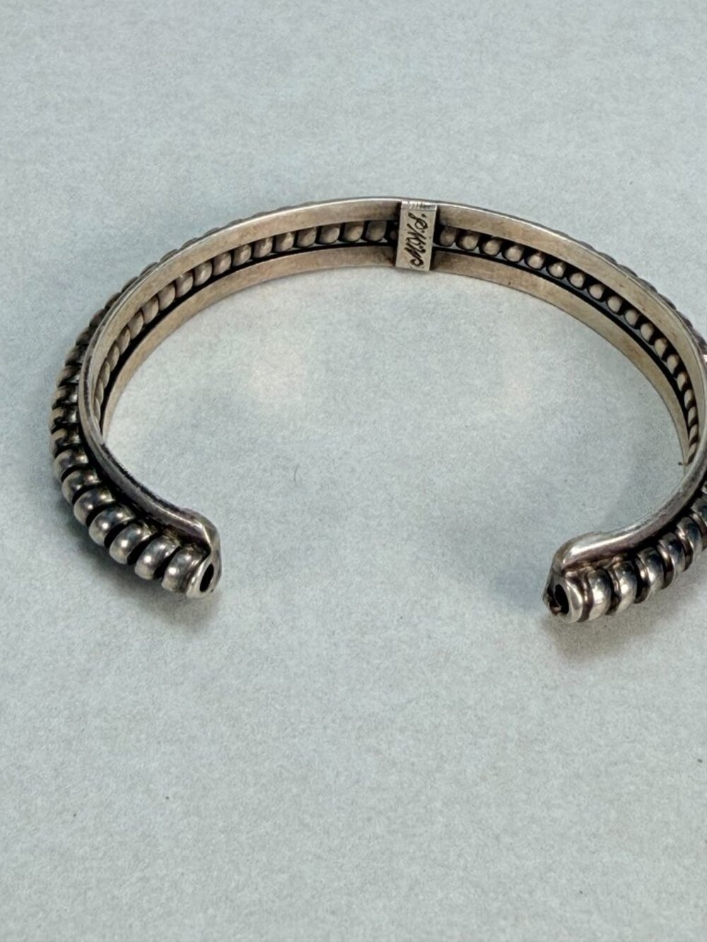 Vintage MWS Mexico 925 Sterling Silver Ribbed Cuff Bracelet Mark Wasserman - Picture 9 of 11